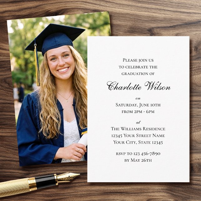 Elegant Script Graduation Party Photo Invitation  (Creator Uploaded)