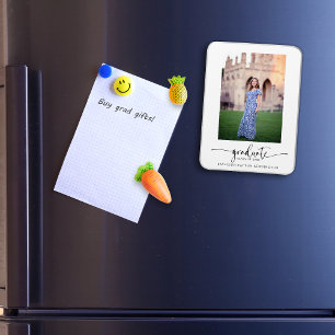 Elegant Script Graduation Photo Announcement Magnet