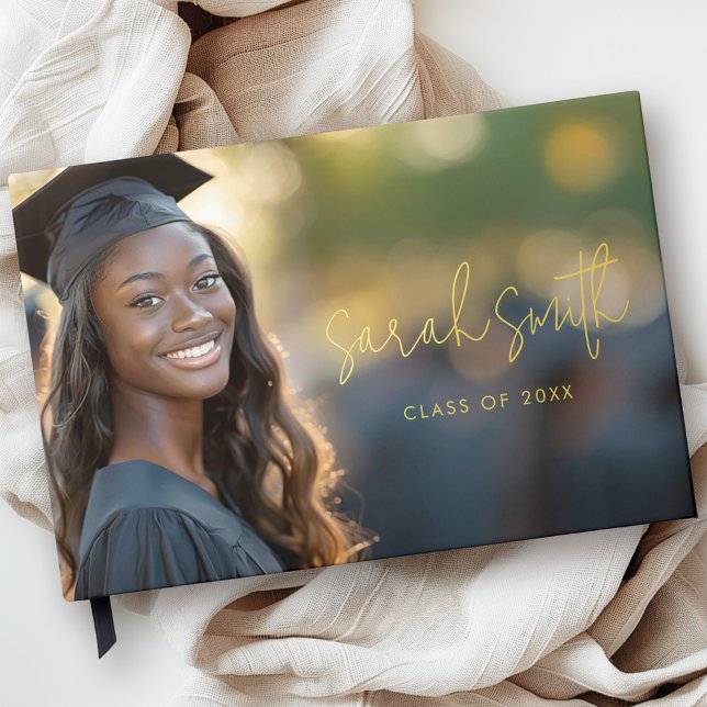 Elegant script graduation photo graduate name guest book (Elegant script graduation photo graduate name guest book)