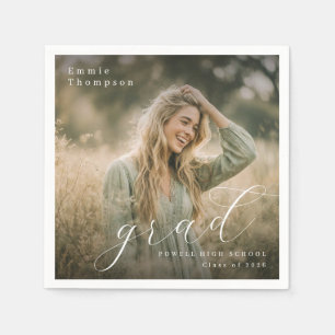 Elegant Script Graduation Photo Napkin