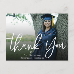 Elegant Script Graduation Photo Thank You Postcard