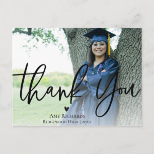Elegant Script Graduation Photo Thank You Postcard