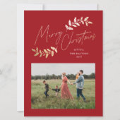 Elegant Script Grand Format Red Gold Christmas Holiday Card (Front)