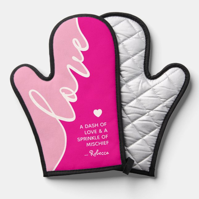 Elegant Script Grandma Love Humour Saying Oven Mitt (Front/Back)