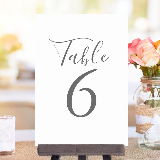 Elegant Script Gray And White Table Numbers (Elegant Script Gray And White Table Numbers)