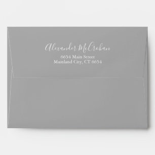 Elegant Script Gray Return Address Mailing Envelope