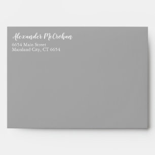 Elegant Script Gray Return Address Mailing Envelope