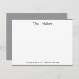 Elegant Script Gray Stationery Border Card