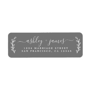 Elegant Script Gray Wedding Return Address