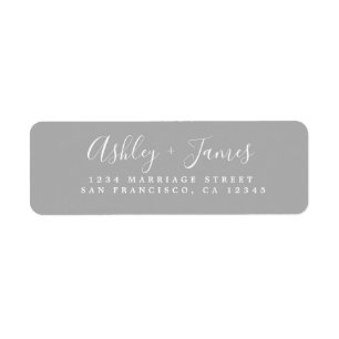Elegant Script Gray Wedding Return Address