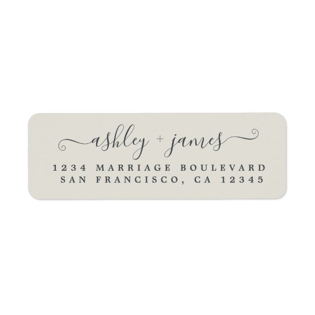 Elegant Script Gray Wedding Return Address Label (Front)