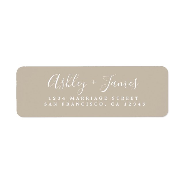 Elegant Script Gray Wedding Return Address Label (Front)