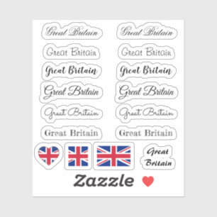 Elegant script Great Britain British Flag name Set