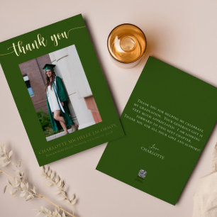 Elegant Script Green Gold Photo Graduation