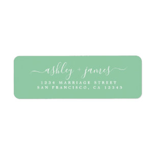 Elegant Script Green Wedding Return Address