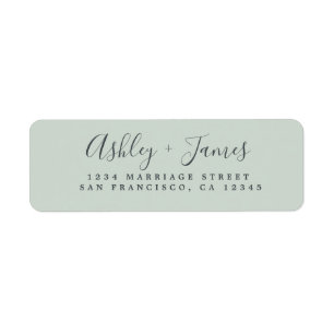 Elegant Script Green Wedding Return Address