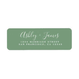 Elegant Script Green Wedding Return Address