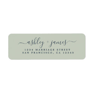 Elegant Script Green Wedding Return Address