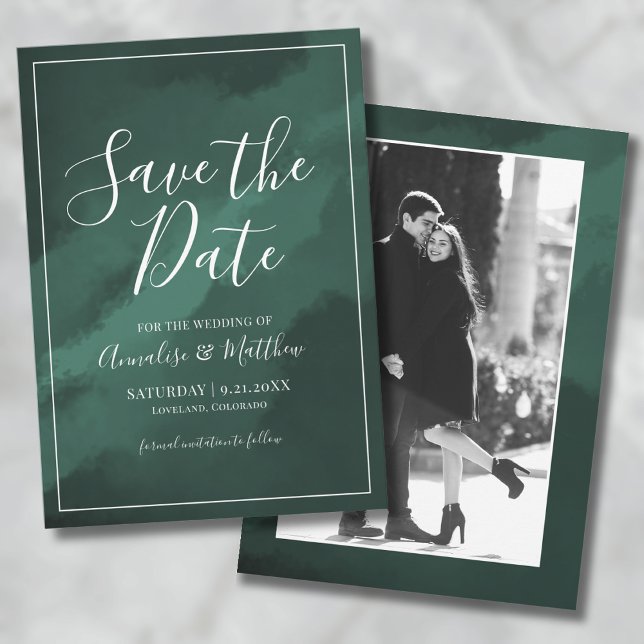 Elegant Script Green Wedding Save the Date Invitation (Elegant Script Green Wedding Save the Date Invitation)
