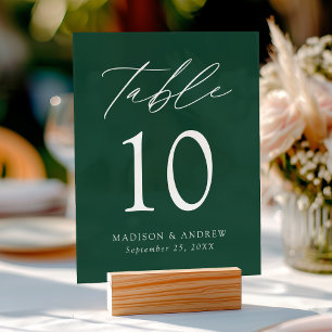 Elegant Script Green Wedding Table Number Acrylic Sign