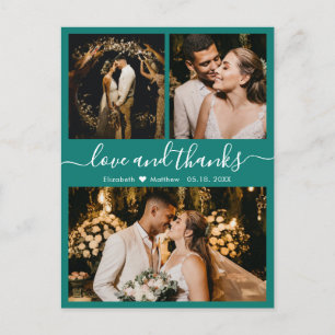Elegant Script Green Wedding Thank You Postcard