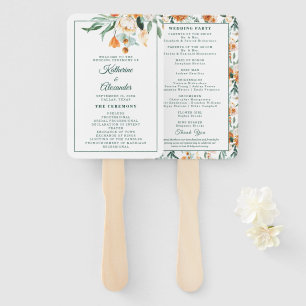 Elegant Script Greenery Floral Wedding Ceremony  Hand Fan