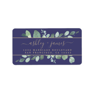 Elegant Script Greenery Wedding Return Address Label