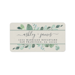 Elegant Script Greenery Wedding Return Address Label