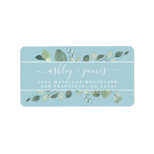 Elegant Script Greenery Wedding Return Address Label