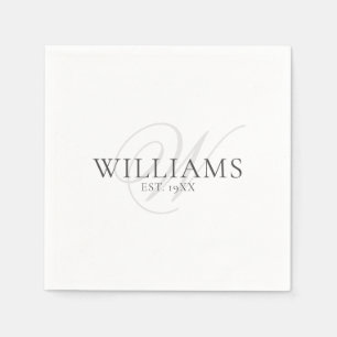 Elegant Script Grey Monogram Family Formal Dinner Napkin