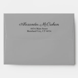 Elegant Script Grey Return Address Mailing Envelope