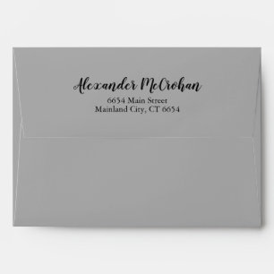 Elegant Script Grey Return Address Mailing Envelope