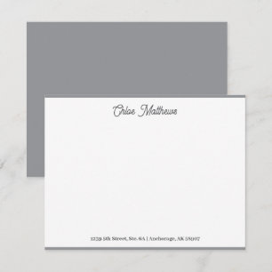 Elegant Script Grey Stationery Border  Card