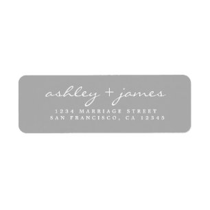 Elegant Script Grey Wedding Return Address