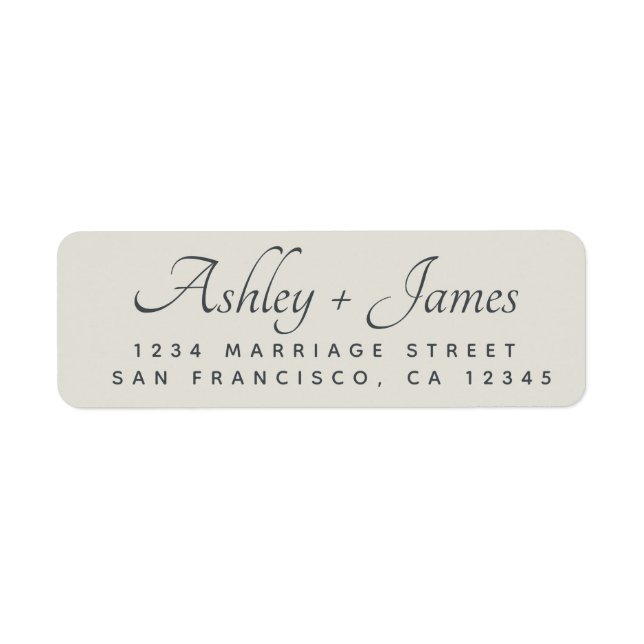 Elegant Script Grey Wedding Return Address (Front)