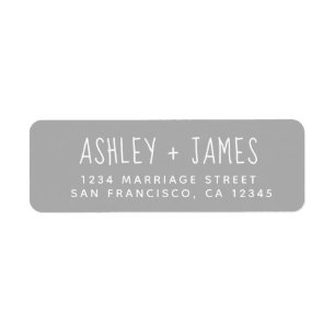 Elegant Script Grey Wedding Return Address