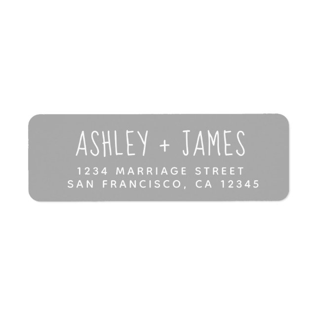 Elegant Script Grey Wedding Return Address (Front)