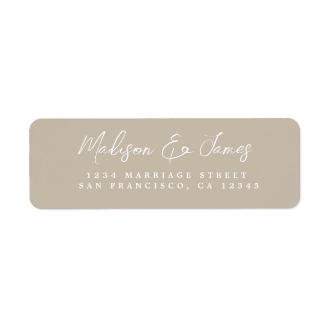 Elegant Script Grey Wedding Return Address (Front)