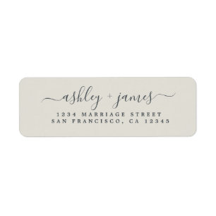 Elegant Script Grey Wedding Return Address