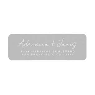 Elegant Script Grey Wedding Return Address