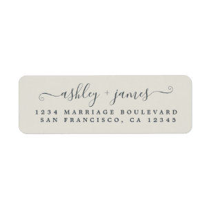 Elegant Script Grey Wedding Return Address Label