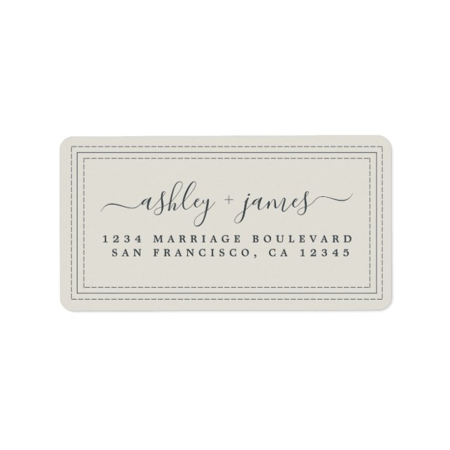 Elegant Script Grey Wedding Return Address Label (Front)
