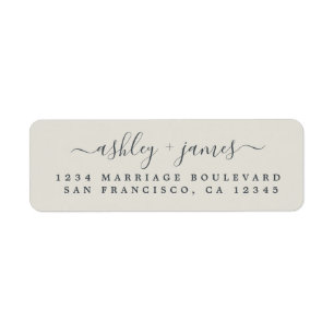 Elegant Script Grey Wedding Return Address Label