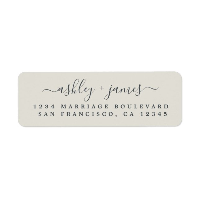Elegant Script Grey Wedding Return Address Label (Front)