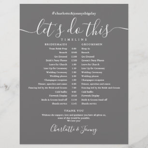 Elegant Script Grey Wedding Schedule Timeline