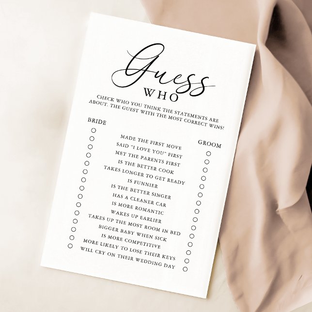 Elegant Script Guess Who Bridal Shower Game (Creator Uploaded)