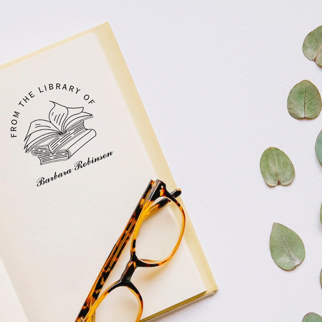 Elegant Script Hand-drawn Custom Library Book Rubber Stamp (Creator Uploaded)