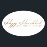 Elegant Script Hanukkah | Rose Gold Oval Sticker<br><div class="desc">By Redefined Designs</div>