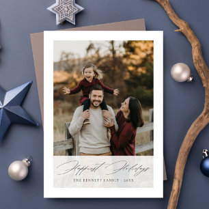 Elegant Script Happiest Holidays Family Photo Card