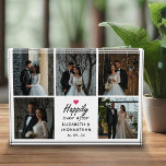 Elegant Script Happily Ever After Photo Collage Block<br><div class="desc">Capture your love story with the "Elegant Script Happily Ever After Photo Collage Photo Block" from Zazzle! This stunning photo block features the romantic script 'Happily Ever After' with a charming hot pink heart, personalised names of the bride and groom, and the wedding date. Surround this elegant design with up...</div>
